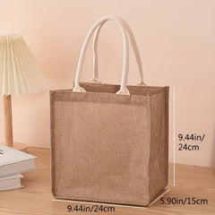 Linen Tote Bag Reusable Grocery Shopping Bag Solid Gift Bag