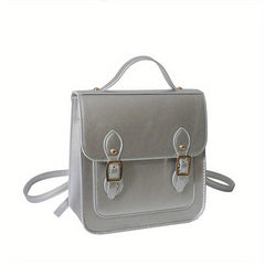 Small Satchel Cube Backpack PU Leather Lightweight School Waterproof Bag