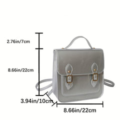 Small Satchel Cube Backpack PU Leather Lightweight School Waterproof Bag