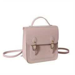 Small Satchel Cube Backpack PU Leather Lightweight School Waterproof Bag