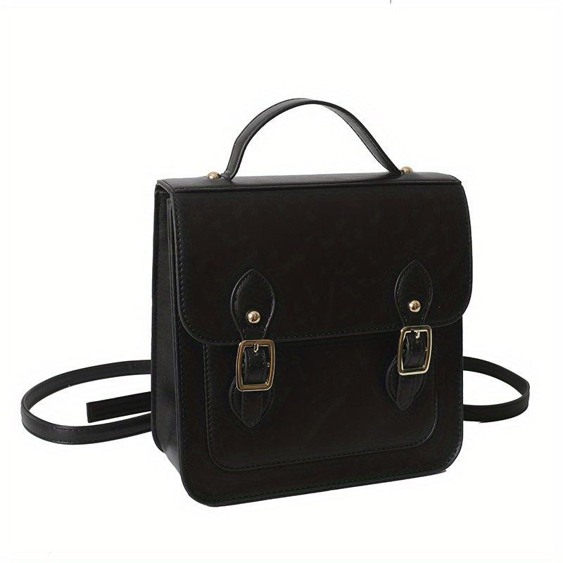 Small Satchel Cube Backpack PU Leather Lightweight School Waterproof Bag
