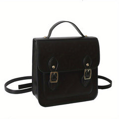 Small Satchel Cube Backpack PU Leather Lightweight School Waterproof Bag