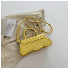 Pink Crocodile Pattern Crossbody Bag Flap Shoulder Bag Women's Casual Handbag