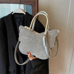 Sparkling Butterfly Shape Handbag Rhinestone Purse Chain Crossbody Bag