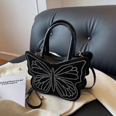 Sparkling Butterfly Shape Handbag Rhinestone Purse Chain Crossbody Bag