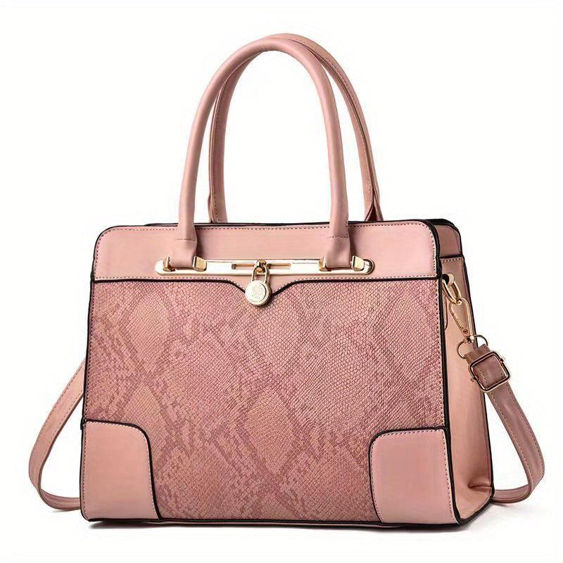Snakeskin Pattern Double Handle Handbag Large Capacity Tote Bag