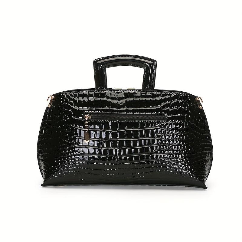 Crocodile Pattern Handbag Vegan Leather Tote Bag Satchel Purse