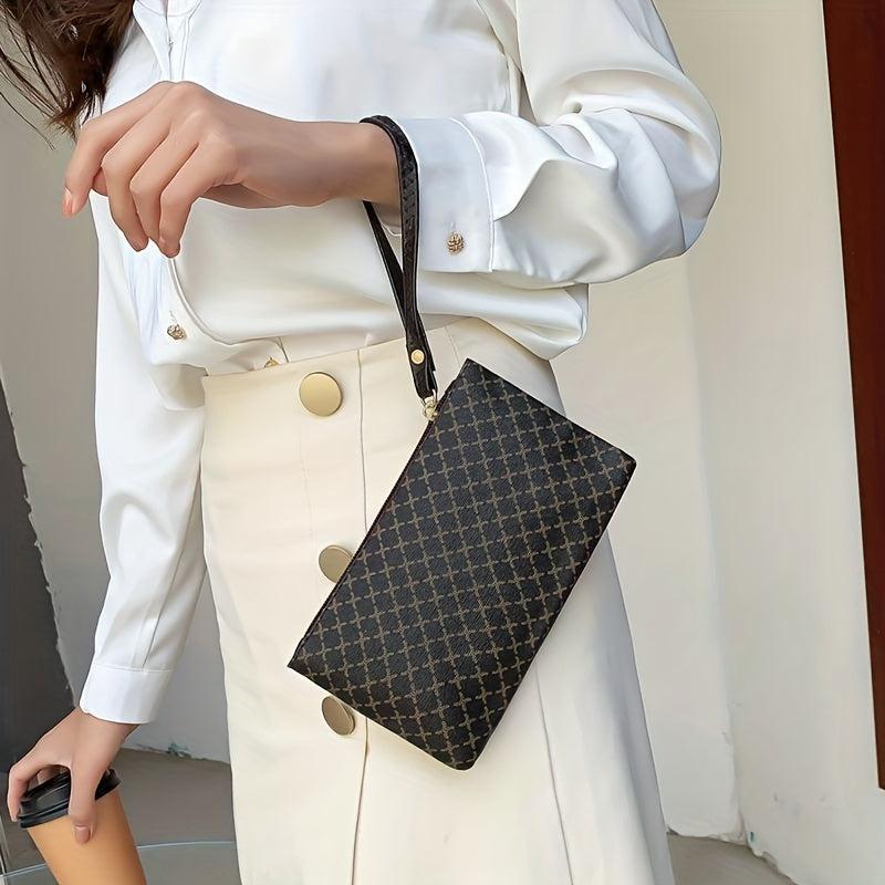 Retro Pattern Textures Clutch PU Leather Lightweight Handbag