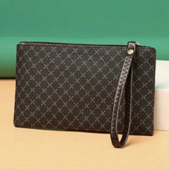 Retro Pattern Textures Clutch PU Leather Lightweight Handbag