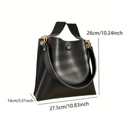 Vintage Bucket Bag Crossbody Wide Strap Solid Shoulder Bag