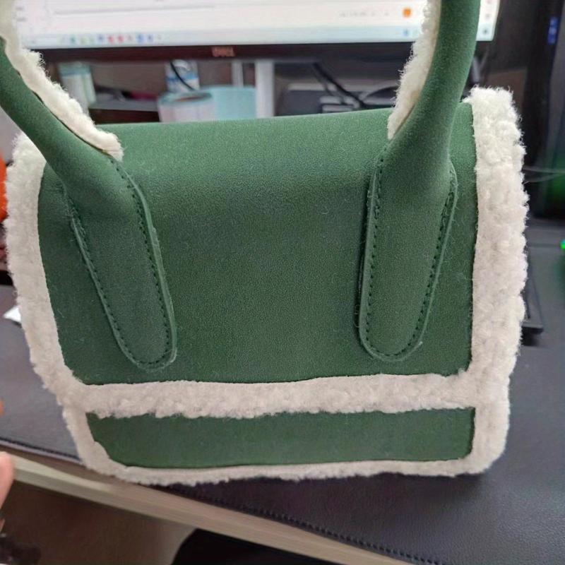 Minimalist Plush Square Satchel Bag Classic Flap Handbag