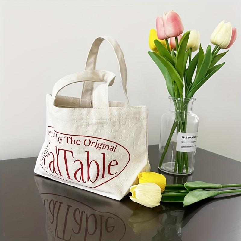Letter Print Canvas Bag Lightweight Handbag Women's Versatile Storage