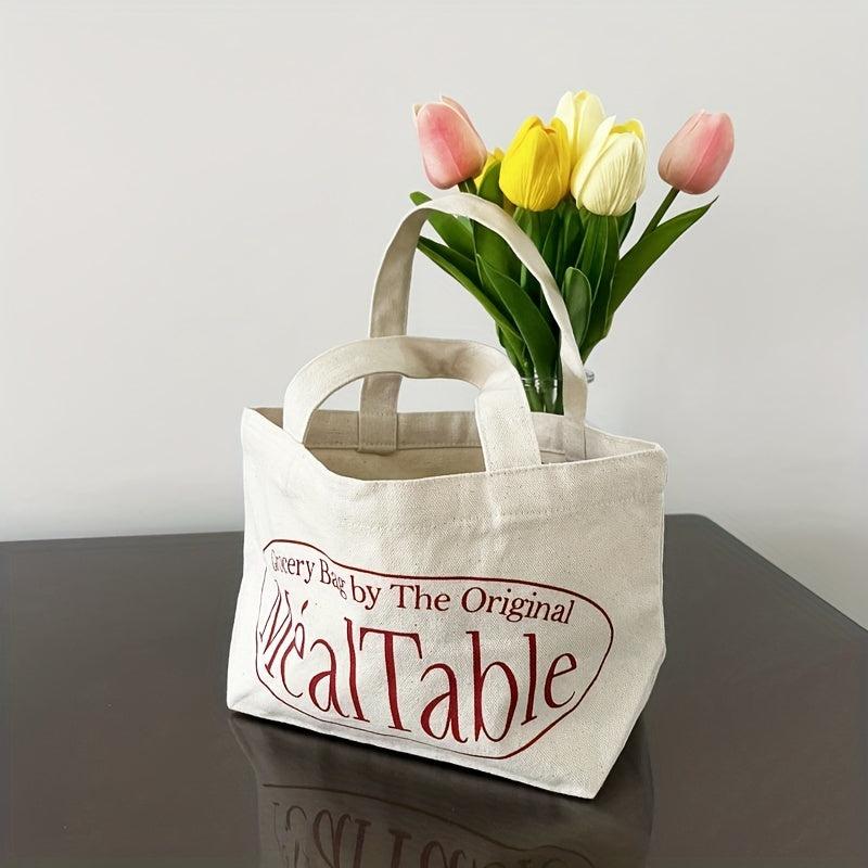 Letter Print Canvas Bag Lightweight Handbag Women's Versatile Storage