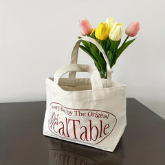 Letter Print Canvas Bag Lightweight Handbag Women's Versatile Storage