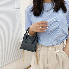 Crocodile Embossed Satchel Bag Chain Bag