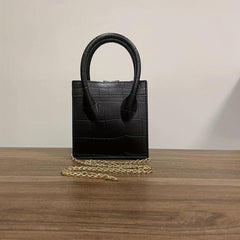 Crocodile Embossed Satchel Bag Chain Bag