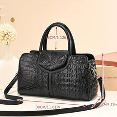 Crocodile Shoulder Bag Large Capacity Faux Leather Handbag