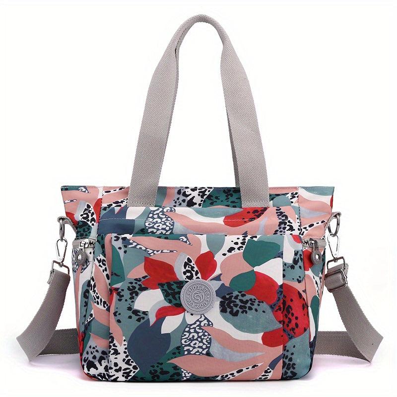 Floral Pattern Tote Bag Large Capacity Handbag for School & Commute