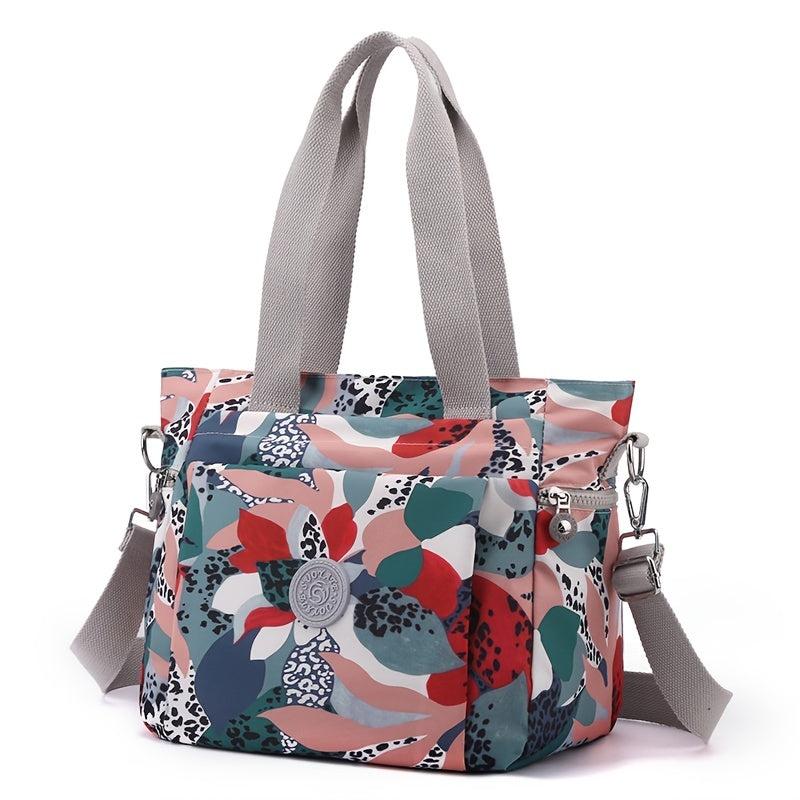 Floral Pattern Tote Bag Large Capacity Handbag for School & Commute
