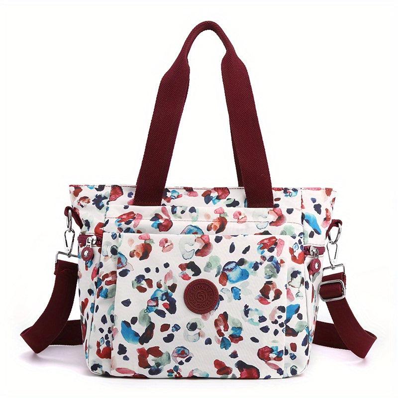 Floral Pattern Tote Bag Large Capacity Handbag for School & Commute