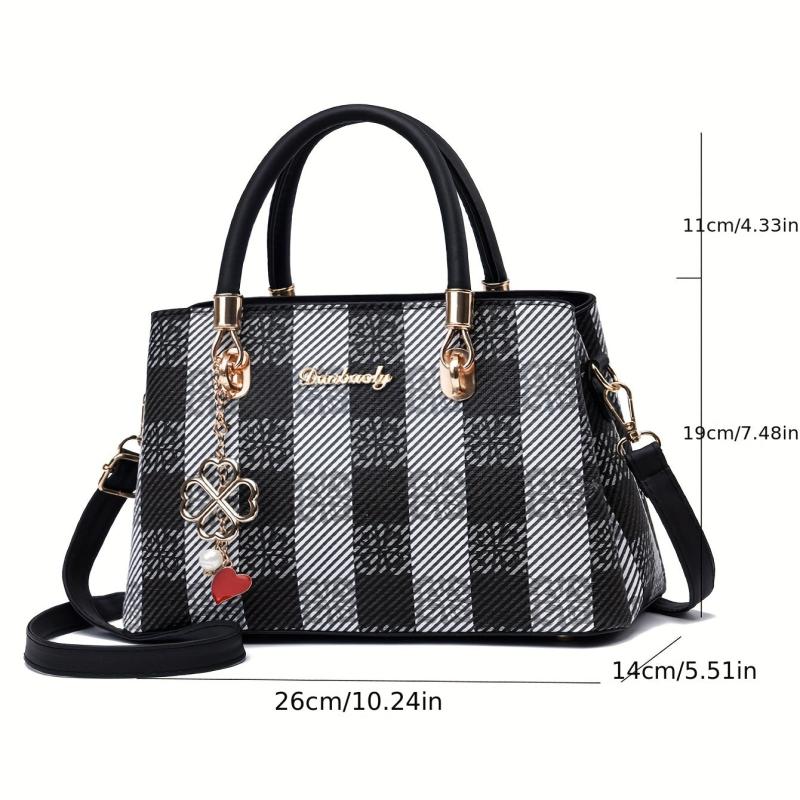 Plaid Crossbody Bag Large Capacity Shoulder Bag Stylish Messenger Handbag