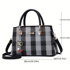 Plaid Crossbody Bag Large Capacity Shoulder Bag Stylish Messenger Handbag