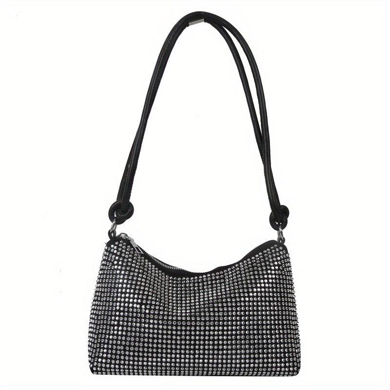 Glitter Rhinestone Shoulder Bag Zipper Underarm Bag