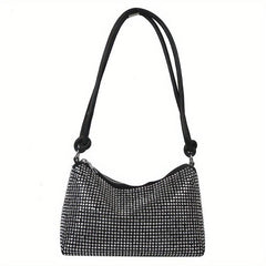 Glitter Rhinestone Shoulder Bag Zipper Underarm Bag