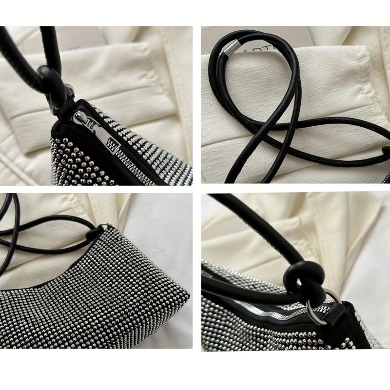 Glitter Rhinestone Shoulder Bag Zipper Underarm Bag