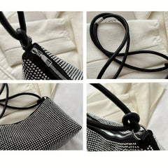 Glitter Rhinestone Shoulder Bag Zipper Underarm Bag