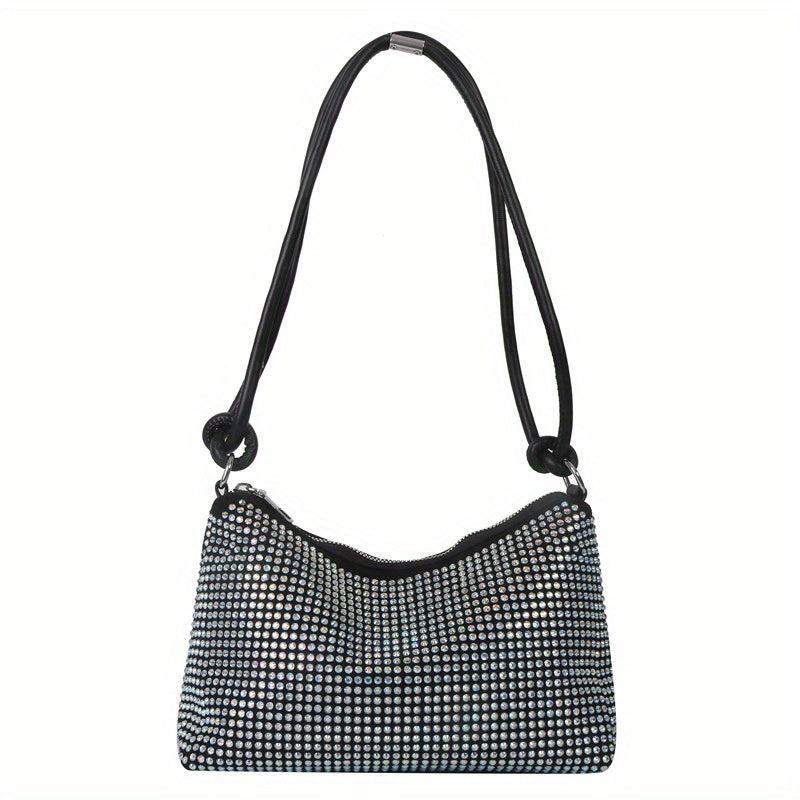 Glitter Rhinestone Shoulder Bag Zipper Underarm Bag