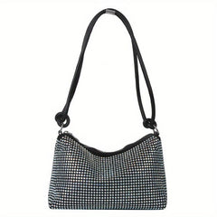 Glitter Rhinestone Shoulder Bag Zipper Underarm Bag