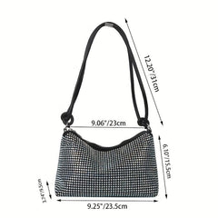 Glitter Rhinestone Shoulder Bag Zipper Underarm Bag