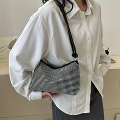 Glitter Rhinestone Shoulder Bag Zipper Underarm Bag