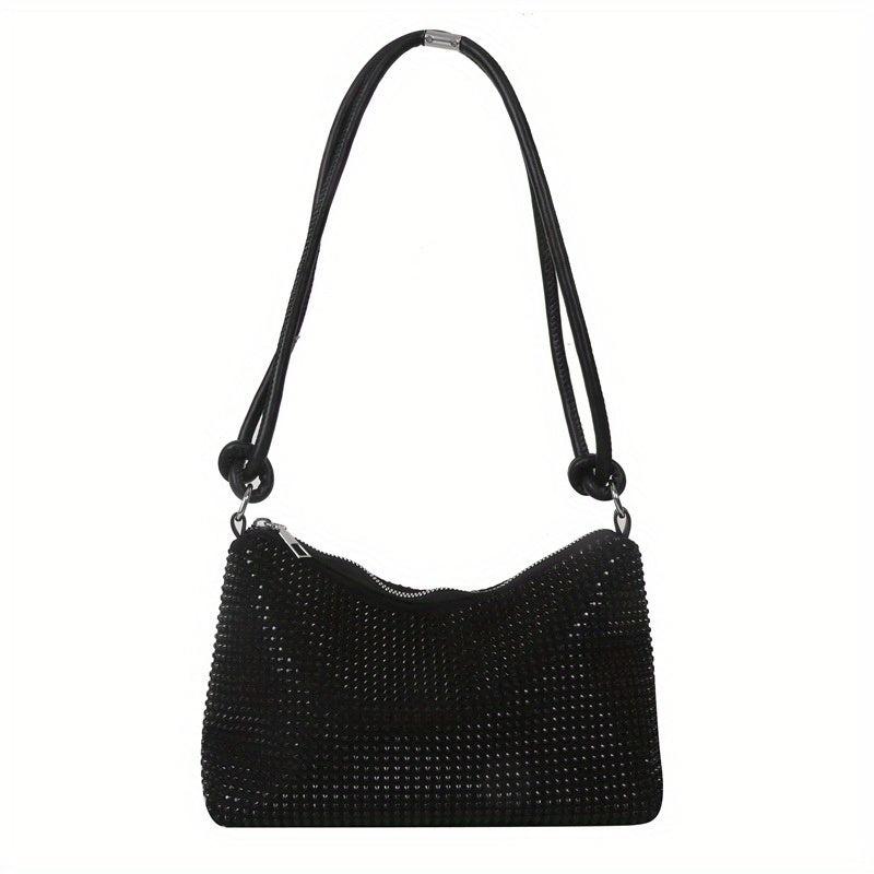 Glitter Rhinestone Shoulder Bag Zipper Underarm Bag