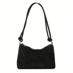 Glitter Rhinestone Shoulder Bag Zipper Underarm Bag