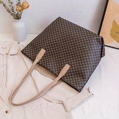 Geometric Print Tote Bag Set with Coin Purse for Women