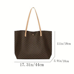 Geometric Print Tote Bag Set with Coin Purse for Women