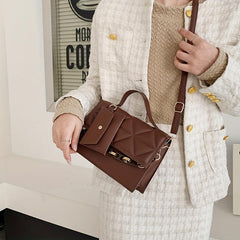 Quilted Shoulder Bag With Pouch Chain Handle Flap Crossbody Bag