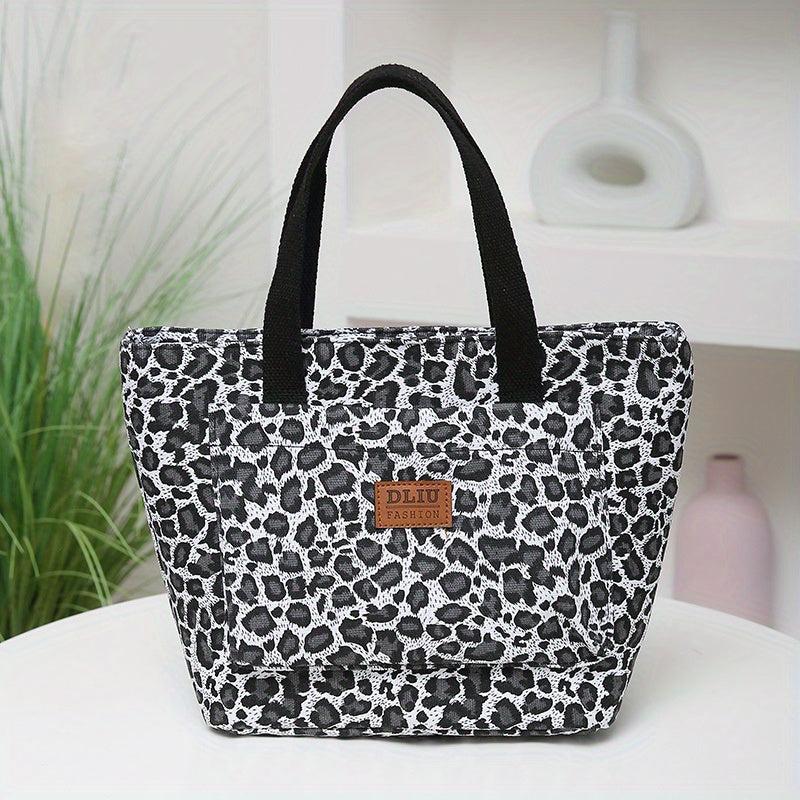 Leopard Pattern Canvas Tote Bag Large Capacity Shoulder Bag Lightweight