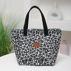 Leopard Pattern Canvas Tote Bag Large Capacity Shoulder Bag Lightweight