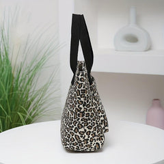 Leopard Pattern Canvas Tote Bag Large Capacity Shoulder Bag Lightweight