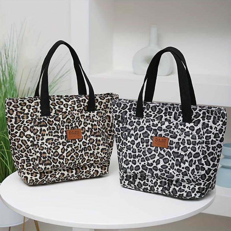 Leopard Pattern Canvas Tote Bag Large Capacity Shoulder Bag Lightweight