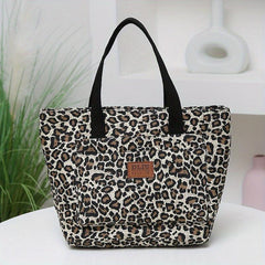 Leopard Pattern Canvas Tote Bag Large Capacity Shoulder Bag Lightweight