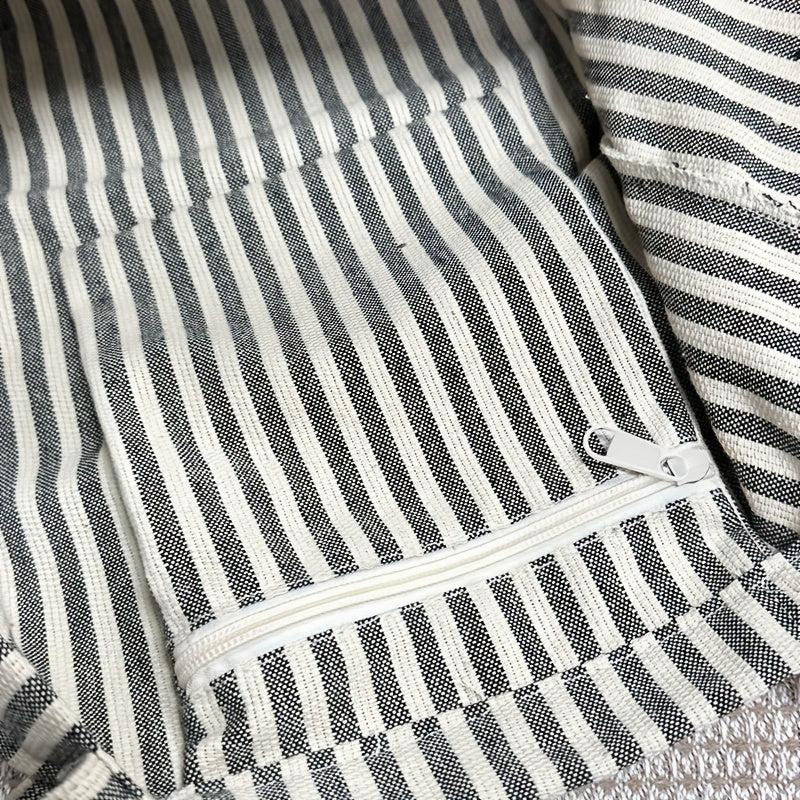 Striped Linen Tote Bag Large Capacity Shoulder Bag