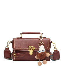 Vintage Buckle Box Bag Women's Flap Handbag with Shoulder Strap