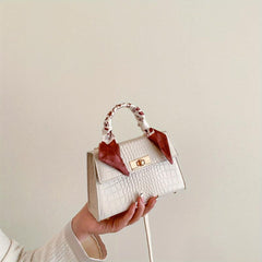 Classic Crocodile Embossed Satchel Bag with Scarf - All Match Bag