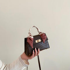 Classic Crocodile Embossed Satchel Bag with Scarf - All Match Bag
