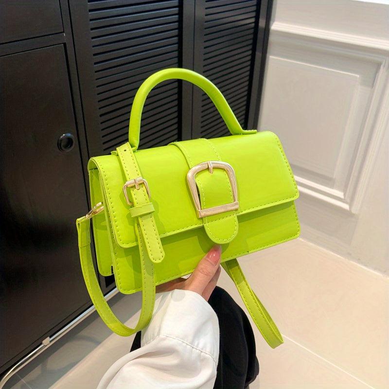 Solid Square Bag Flap Shoulder Bag Satchel Bag