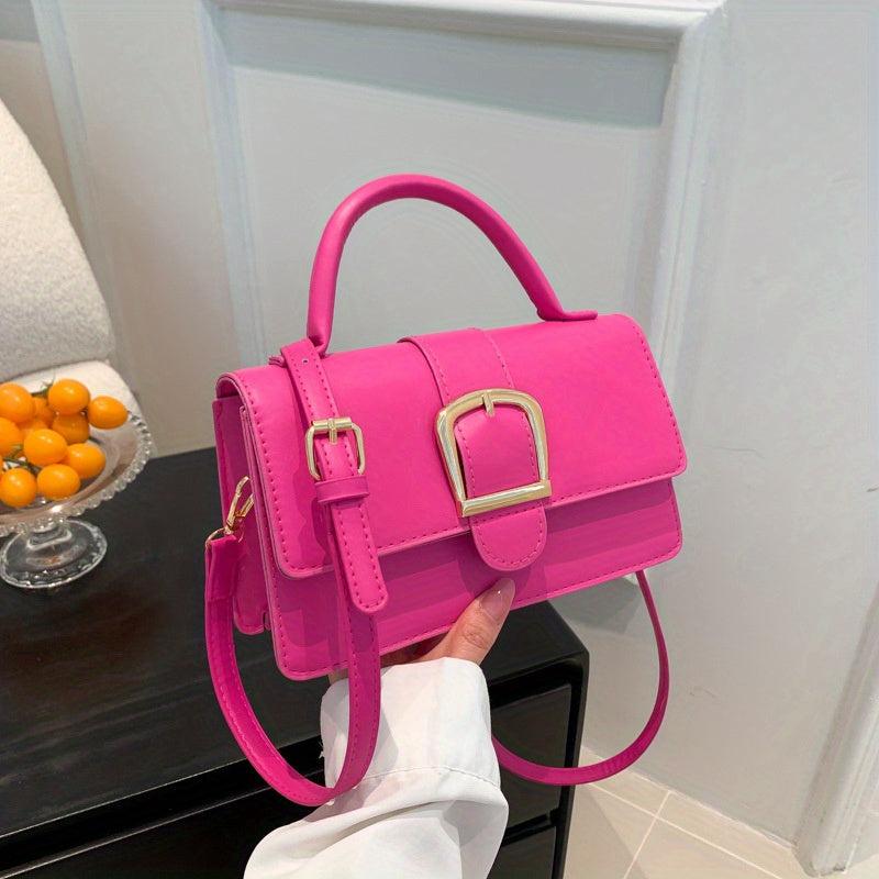 Solid Square Bag Flap Shoulder Bag Satchel Bag